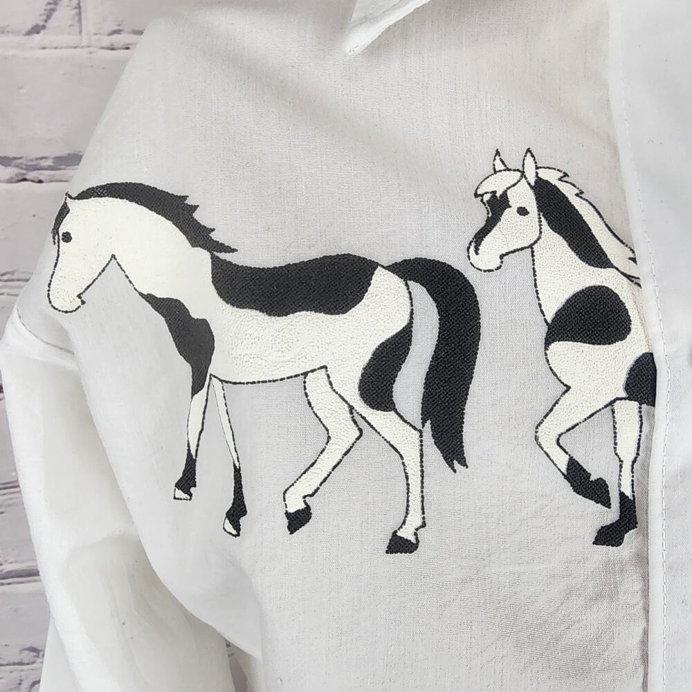 Vtg Miss Rodeo America White Shirt Size 13/14 Horses western cowgirl pearl snaps - Picture 7 of 10